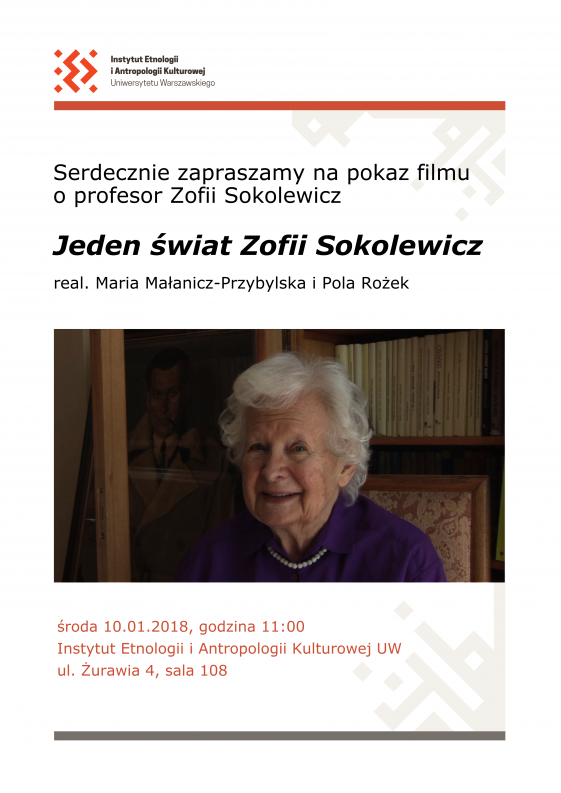 plakat ze zdjęciem prof. Zofii Sokolewicz
